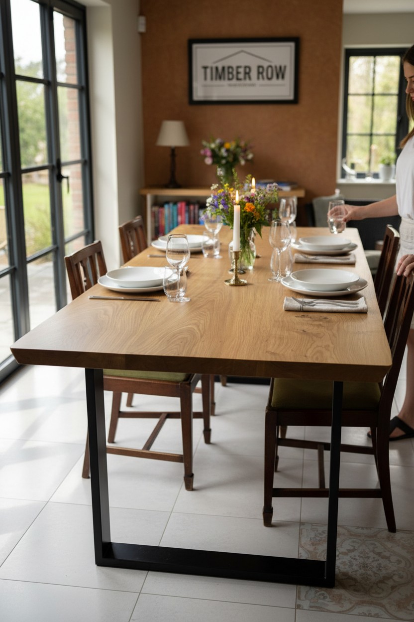 Configurable French oak 4-seater dining table options