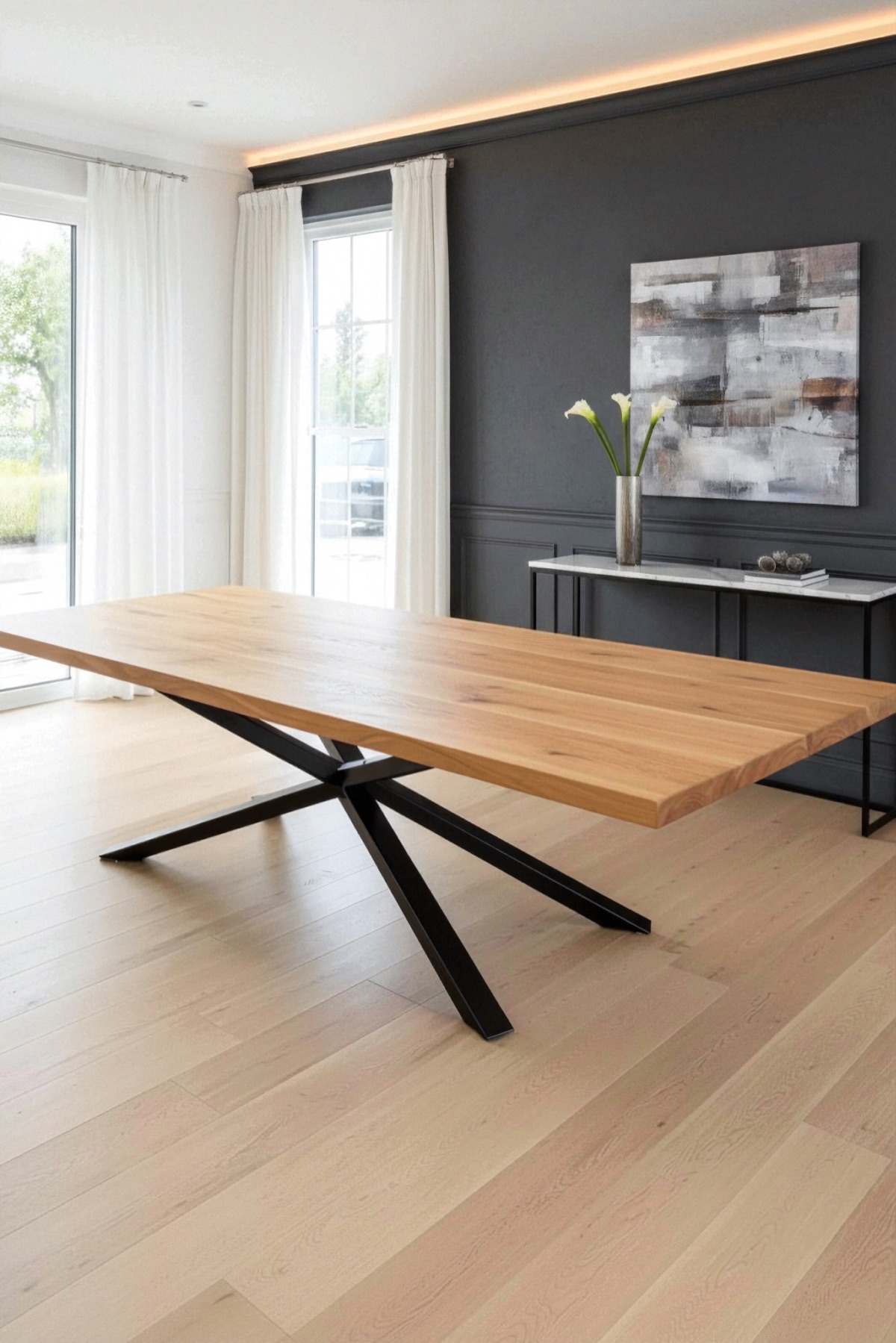 The Spider Pedestal, single sculptural base under solid French oak