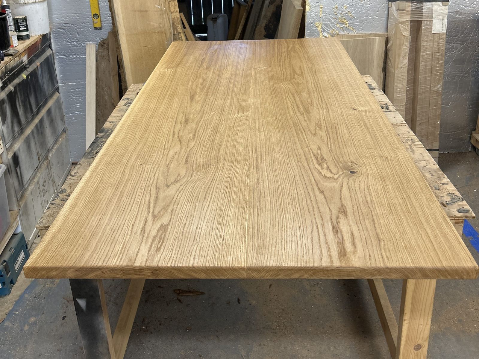 The same style of French oak top after its first coat of natural hardwax oil